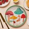 8 Ct. Mushroom Party Disposable Paper Dinner Plates with Green Trim Fun Forest Theme Tableware 9"